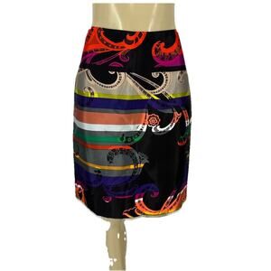 NEW Trina Turk Size 10 Women Mikado Multicolor Pencil Skirt Silk Blend K101v